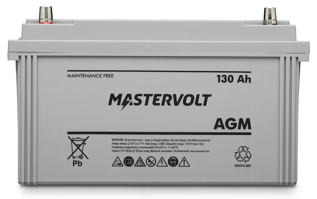 62001300 – MASTERVOLT Battery, AGM Absorbed Glass Mat 12 Volts 530 Cold Cranking Amps A-Type Standard Post/ M8 Thread...